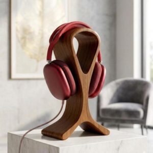 Headset Stands Handcrafted Rosewood Headphone Stand – Modern Desk Organizer, Minimalist Headset Holder