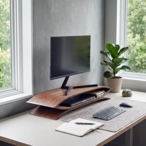 Monitor Stands Wooden Monitor Stand for Desk, Computer Desktop Riser with Storage Organizer